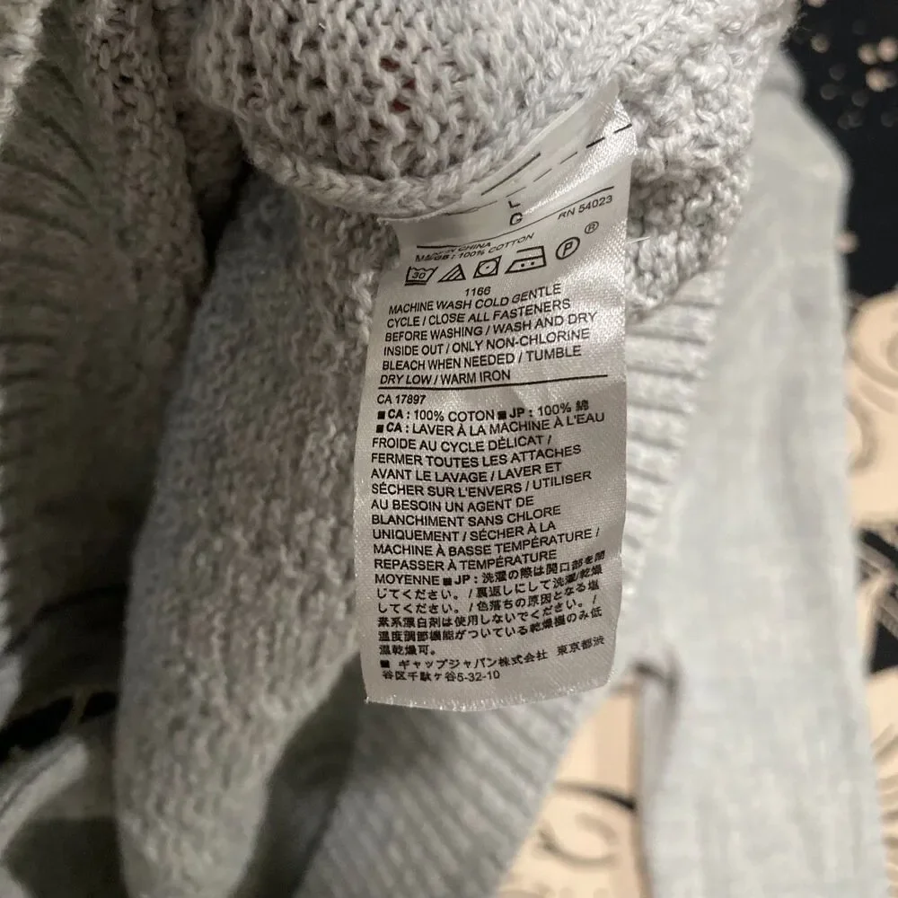 Banana Republic Cardigan Sweater Men's L Gray Cotton Shawl Collar Holiday Preppy